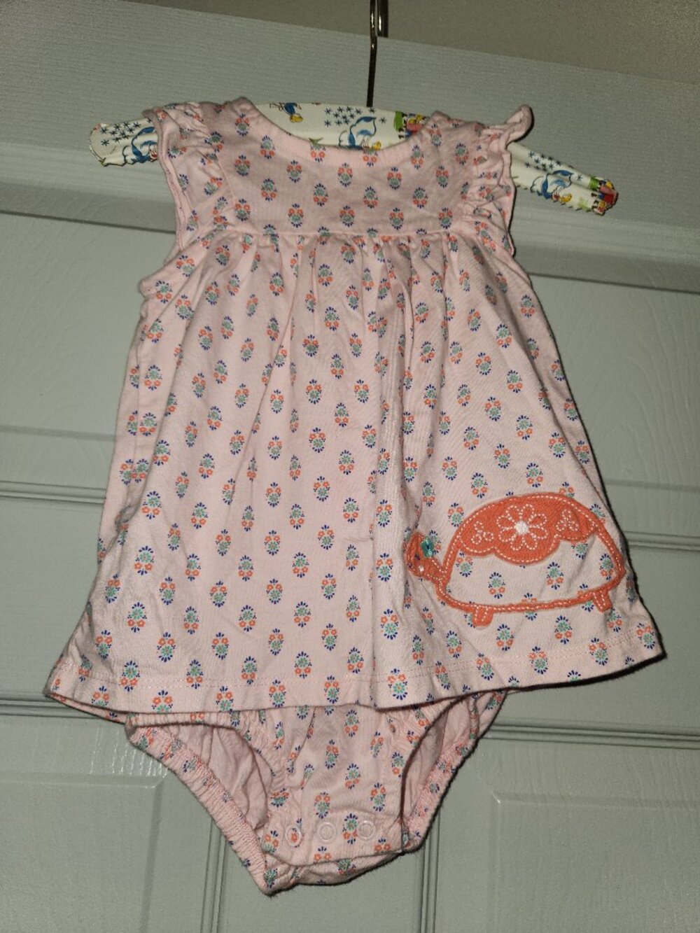 Carter’s One Piece Baby Girl Pink Turtle Dress Bodysuit 18M